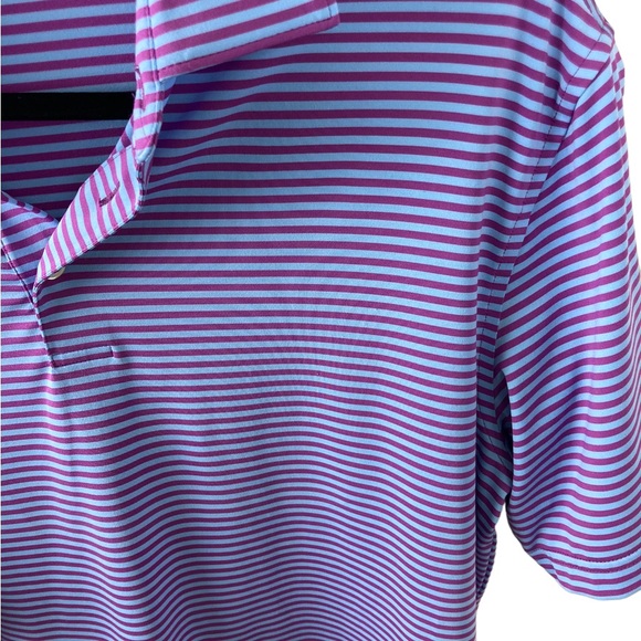 Peter Millar Summer Comfort Purple and Blue Striped Polo - Picture 3 of 3